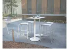 Roku Rectangle High Bar Table Outdoor White for Modern Entertaining
