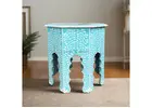 Handcrafted Bone Inlay Side Table