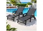 Black Gardeon HDPE Poolside Loungers with Wheels
