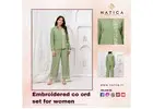 embroidered co ord set for women